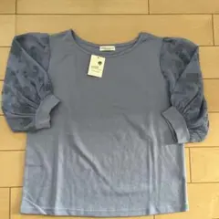 earth music & ecology ブルー シフォン五分袖トップス