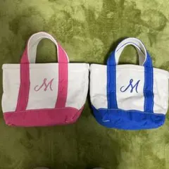 エルエルビーン ボートアンドトート ミニ ピンク ブルー イニシャルM セット