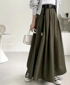 美品 Java ジャバ タックフレアスカート カーキ Sサイズ ロング