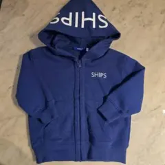 【SHIPS】フード付きパーカー ネイビー ロゴ入り ポケット付き キッズ