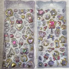 シール2枚セット　ボンボンドロップ　3D ユニコーン　ステッキ　ぷっくりシール