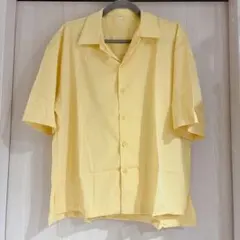 半袖 シャツ メンズ 黄 L 無地 おしゃれ トップス ブラウス シンプル