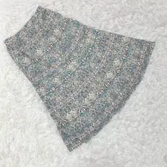 日本製【コレット】 総柄フレアスカート ミモレ丈 アラベスク柄 サイドファスナー