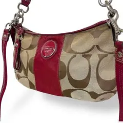 美品 コーチ 2way ショルダーバッグ ハンドバッグ シグネチャー キャンパス
