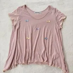 ③MILKFED. ミルクフェド リボン Tシャツ ピンク XSのサムネイル