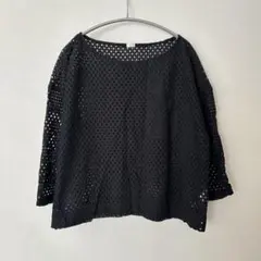 【美品】GU Tシャツ レース 黒 L 七分丈