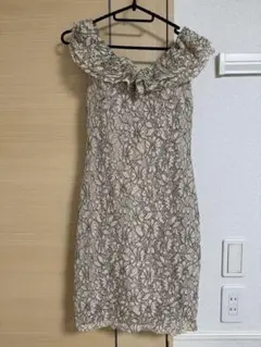 キャバ 花柄レース オフショルダードレス