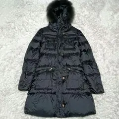 マックスマーラ　ダウンコート　フーディージャケット　金ボタン＆ジップ　ブラック
