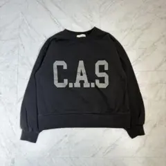 カジュアル ロゴスウェット クロップド丈 短丈 ブラック トレーナー