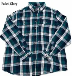 Faded Glory フランネルシャツ チェック 緑 シャツ Y2K アメカジのサムネイル