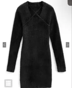 GRLフロントクロスデザインニットミニワンピース