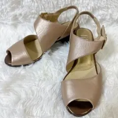 fitfit セパレート ヒール ストラップ サンダル 24cm ゴールド