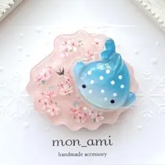 再販】レジン ヘアゴム 鳥の背に乗ったくまちゃん 花火 ピンク◡̈