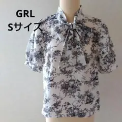 GRL 花柄リボン付き半袖ブラウス Sサイズ