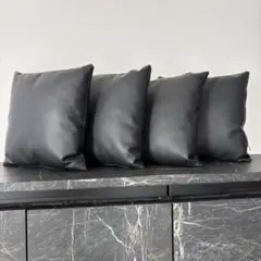 黒 合成皮革 クッション ファスナー付き