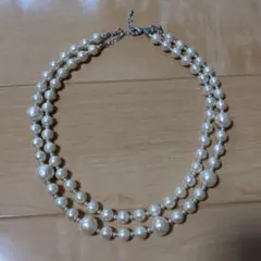 コットンパールネックレス　2連 ショート