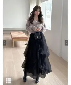 ボリュームチュールフレアロングスカート［dk1550］