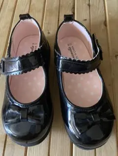 リボン付き黒フォーマルシューズ 17.0サイズ