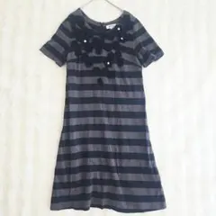 SONIA RYKIEL 花モチーフ ボーダーワンピース 半袖 Mのサムネイル
