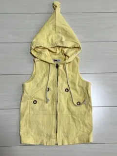 フード付きベスト　黄色　イエロー　ベビー　キッズ