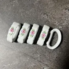 陶器バラデザインナプキンリング6個セット