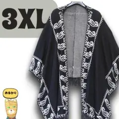 ポンチョ　コート　３XL　フリンジ　ペイズリー
