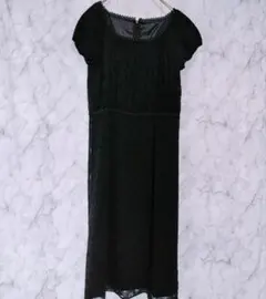 【アリスバーリー】黒ワンピース9号・フォーマル・レース花柄・半袖