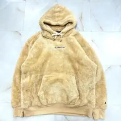 KANGOL ボアパーカー L ベージュビッグシルエット フーディ 刺繍ロゴ