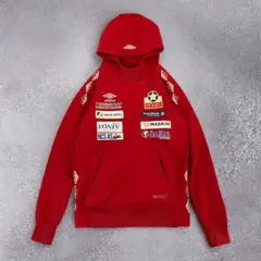 UMBRO アンブロ ジャージ 赤 フード付き 企業系ワッペン多数 164