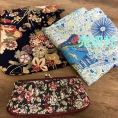 和風　花柄がま口お財布おまけ巾着