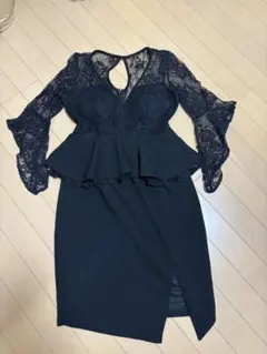 レースペプラムナイトドレス ブラック