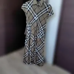 BURBERRY ベージュ チェック柄 半袖ワンピース 38