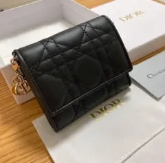 【限定値下げ】Dior ロータスウォレット ブラック 三つ折り財布 ラムスキン