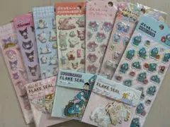 【100均】サンリオぷくっとシール7種　フレークシール3種　　おまけ付き