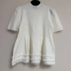 ☆美品☆セルフォード裾チュールペプラムニットホワイト38サイズ