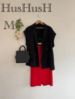 美品✨赤 スリット入り タイト スカート 伸縮性あり 膝丈のサムネイル