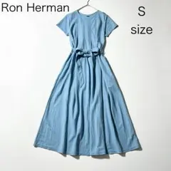 3498 ロンハーマン 半袖ワンピース ウェストベルト 水色 S