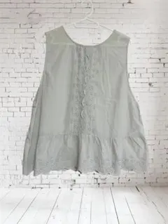 シャンブル　ツクルアンドリン　グレー オフホワイト　ノースリーブ チュニック