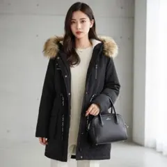 G9987*レディース☆ファー☆中綿☆ボア☆コート☆黒ブラック