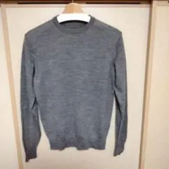 美品 無印良品 メンズＳサイズ メリノウール洗えるクルーネックセーター／グレー