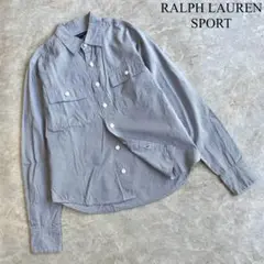 RALPH LAUREN SPORT コットン胸ポケット ストライプ 長袖シャツ
