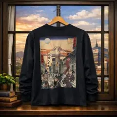 ヴァンキッシュ 渋谷浪漫街道 浮世絵 ロンT 長袖Tシャツ 黒 M スーベニアのサムネイル