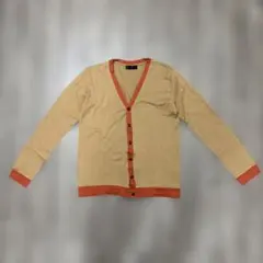 ナノユニバース VネックカーディガンM ベージュ/オレンジ