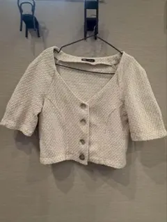ZARA ツイード風 ショート丈 半袖トップス Mサイズのサムネイル