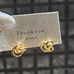 No.214 シンプル ゴールド3連編みピアス チタンピアス