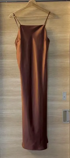 ⭐️美品⭐️SLOBE IENAサテン キャミワンピース ロング丈 ブラウン