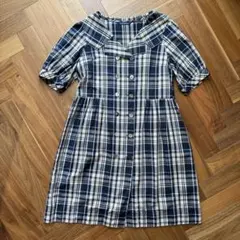 Lois CRAYON ネイビー系チェック 半袖ワンピース