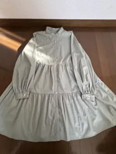 GU ティアードシャツワンピース 長袖 ミントグリーン M