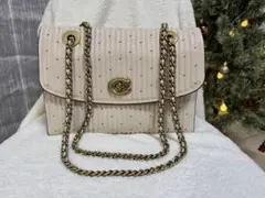 【保存袋付・美品】COACH チェーンショルダー ベージュ 正規品