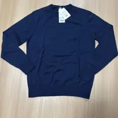 新品未使用 ユニクロ メリノクルーネックセーター S ブルー